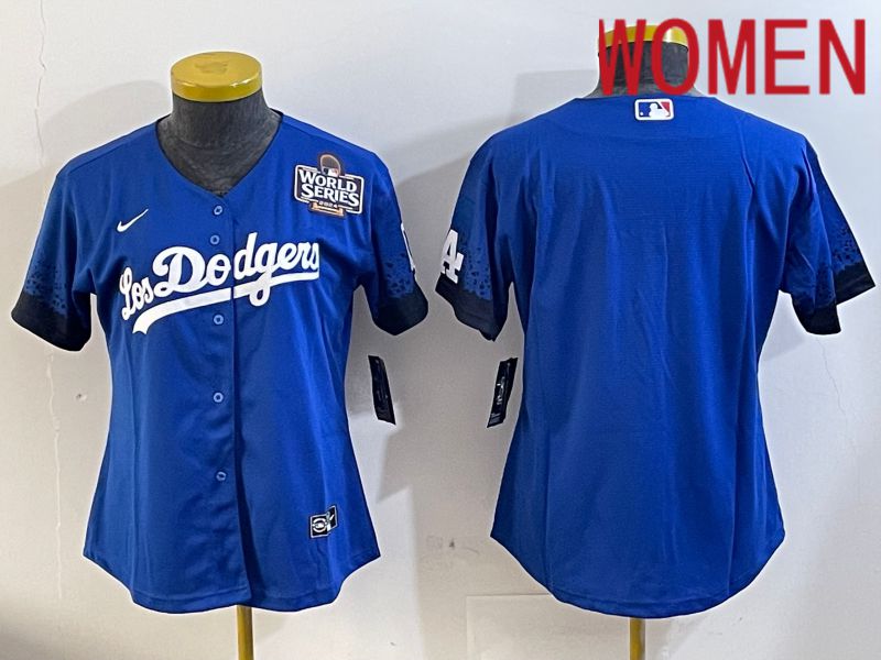 Women Los Angeles Dodgers blank 2024 World series patch blue jersey 202411203